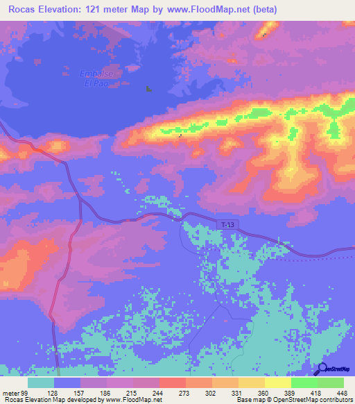 Rocas,Venezuela Elevation Map