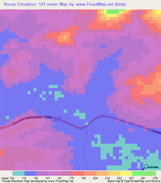 Rocas,Venezuela Elevation Map