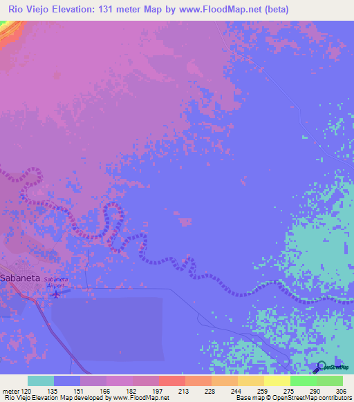 Rio Viejo,Venezuela Elevation Map