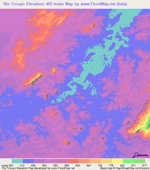 Rio Tocuyo,Venezuela Elevation Map