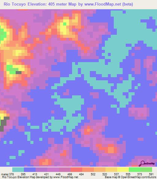 Rio Tocuyo,Venezuela Elevation Map