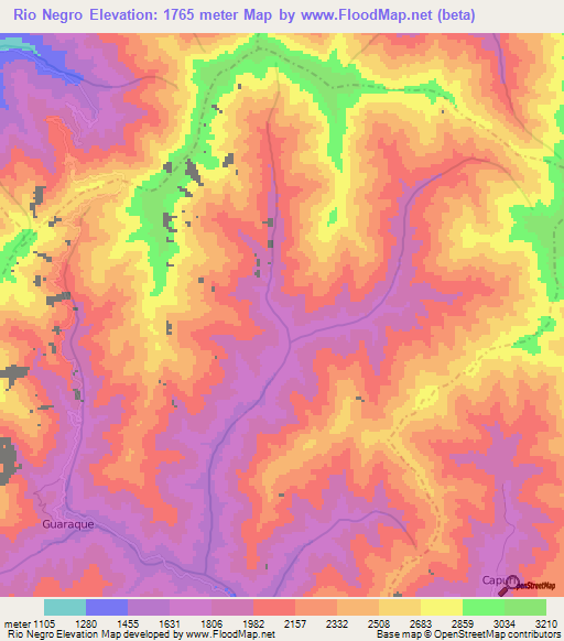 Rio Negro,Venezuela Elevation Map
