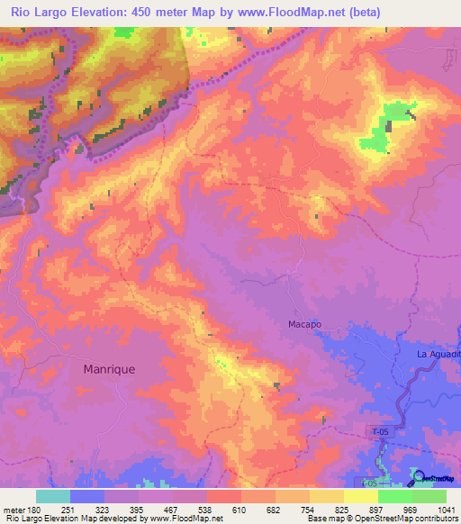 Rio Largo,Venezuela Elevation Map