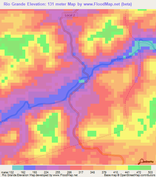 Rio Grande,Venezuela Elevation Map