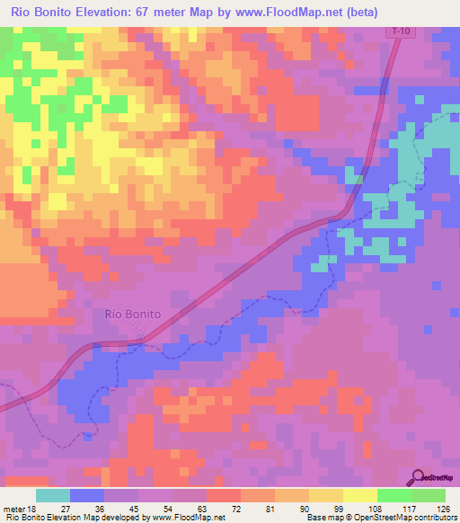 Rio Bonito,Venezuela Elevation Map
