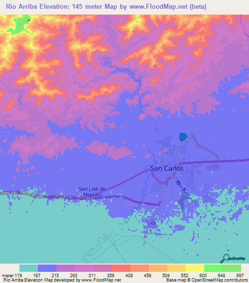 Rio Arriba,Venezuela Elevation Map