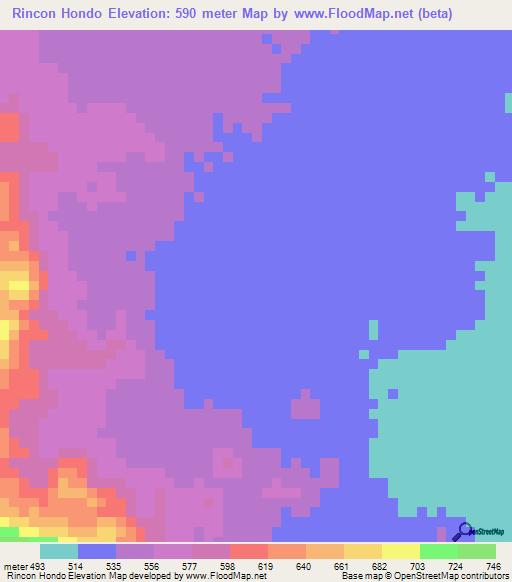 Rincon Hondo,Venezuela Elevation Map