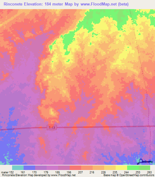 Rinconete,Venezuela Elevation Map