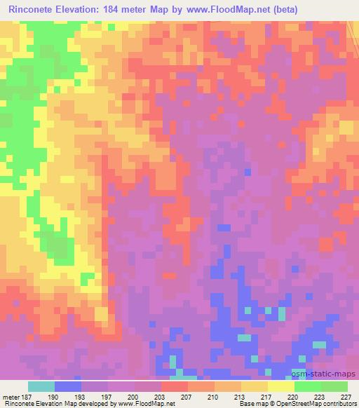 Rinconete,Venezuela Elevation Map