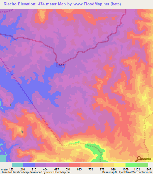 Riecito,Venezuela Elevation Map