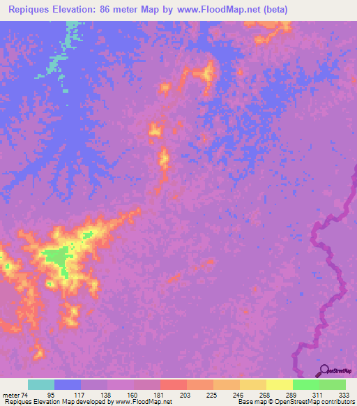 Repiques,Venezuela Elevation Map