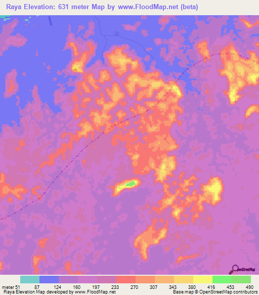 Raya,Venezuela Elevation Map