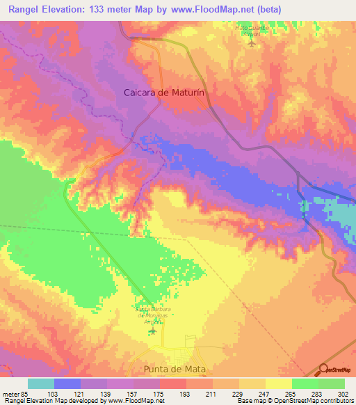 Rangel,Venezuela Elevation Map