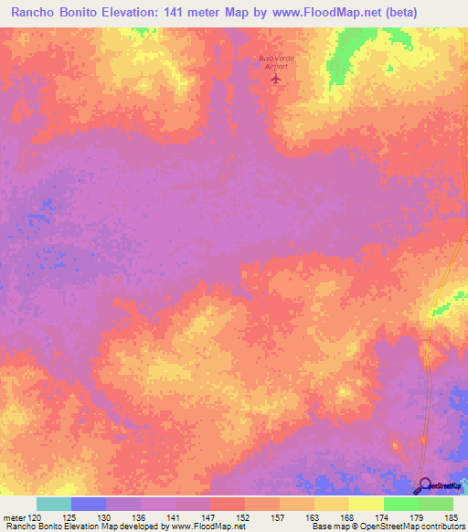 Rancho Bonito,Venezuela Elevation Map