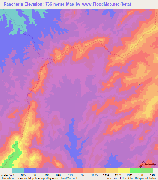 Rancheria,Venezuela Elevation Map