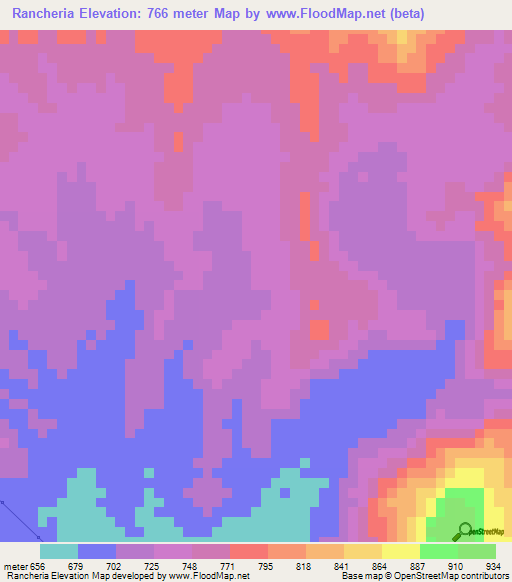 Rancheria,Venezuela Elevation Map