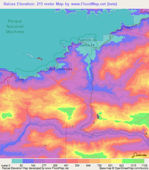 Raices,Venezuela Elevation Map