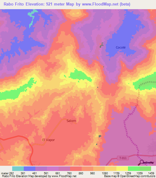Rabo Frito,Venezuela Elevation Map