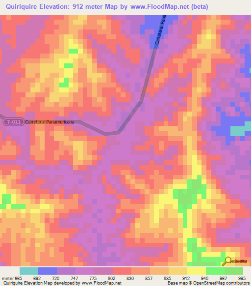 Quiriquire,Venezuela Elevation Map
