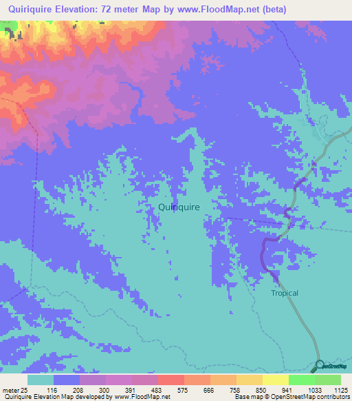 Quiriquire,Venezuela Elevation Map