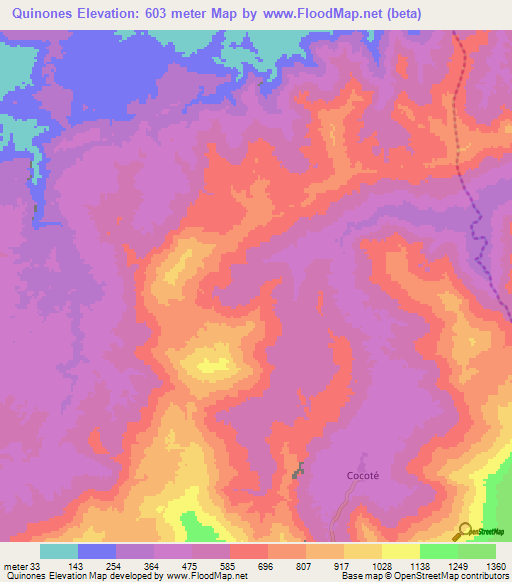 Quinones,Venezuela Elevation Map