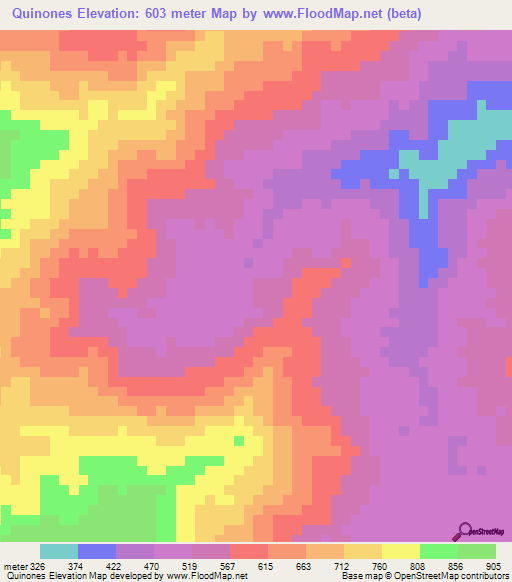 Quinones,Venezuela Elevation Map
