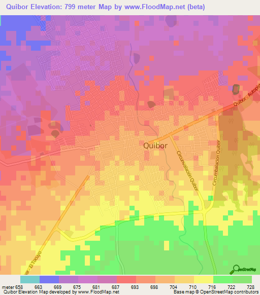 Quibor,Venezuela Elevation Map