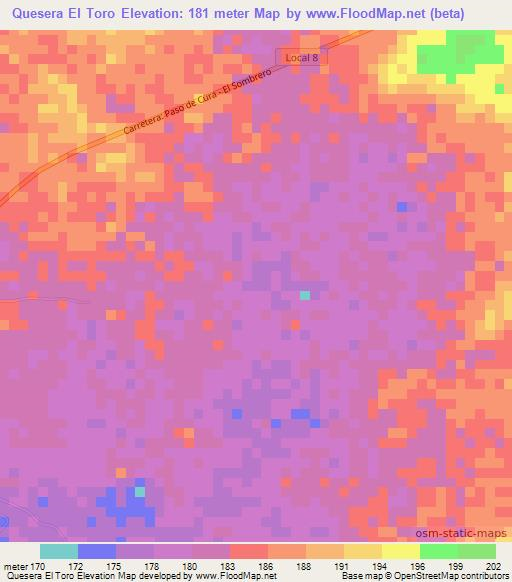 Quesera El Toro,Venezuela Elevation Map