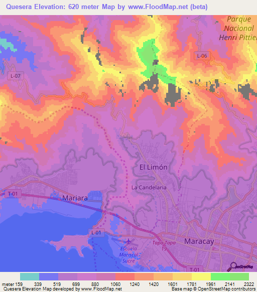 Quesera,Venezuela Elevation Map