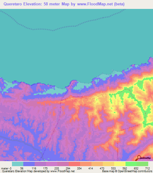 Queretaro,Venezuela Elevation Map