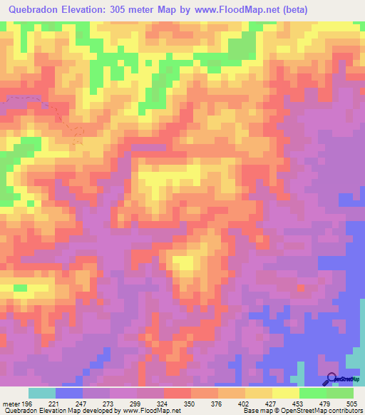 Quebradon,Venezuela Elevation Map