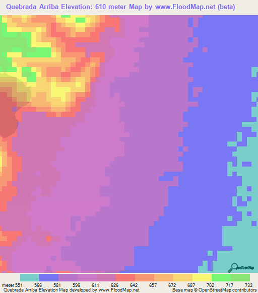 Quebrada Arriba,Venezuela Elevation Map
