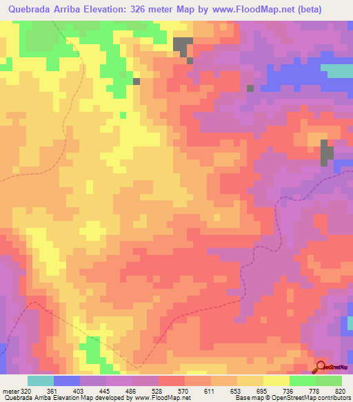 Quebrada Arriba,Venezuela Elevation Map