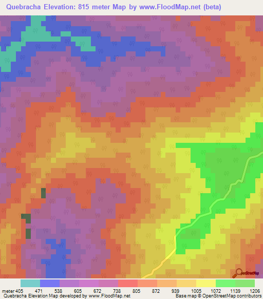 Quebracha,Venezuela Elevation Map