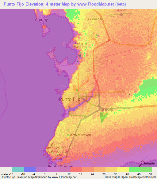 Punto Fijo,Venezuela Elevation Map