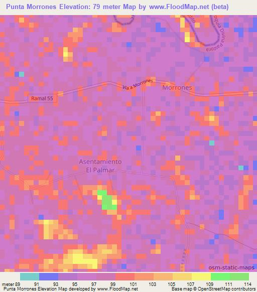 Punta Morrones,Venezuela Elevation Map