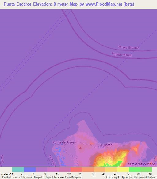Punta Escarce,Venezuela Elevation Map