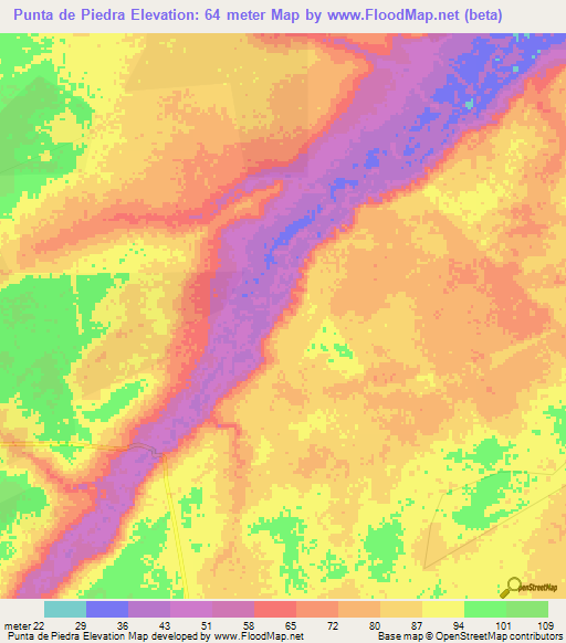 Punta de Piedra,Venezuela Elevation Map