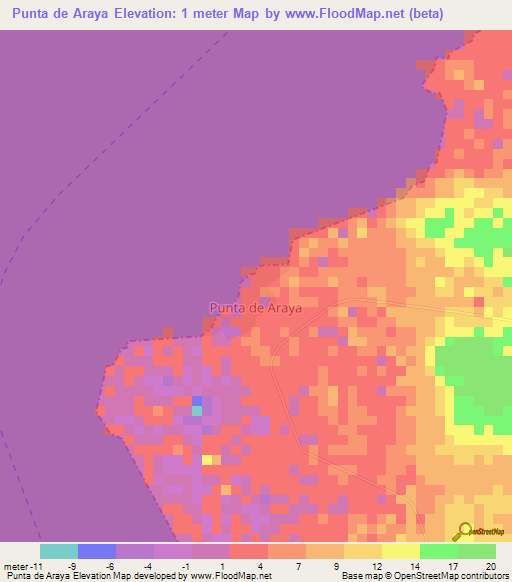 Punta de Araya,Venezuela Elevation Map