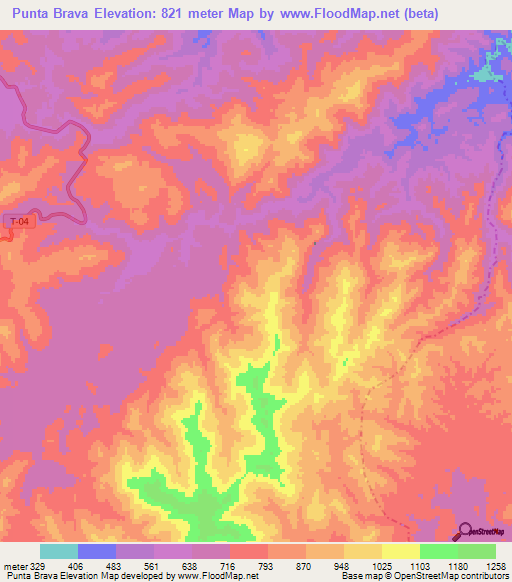 Punta Brava,Venezuela Elevation Map