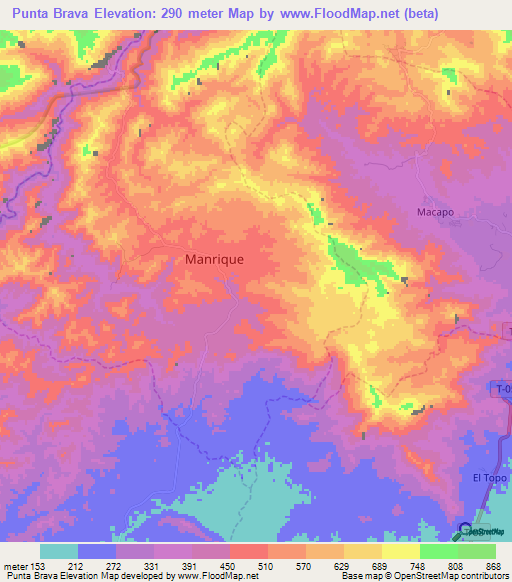 Punta Brava,Venezuela Elevation Map