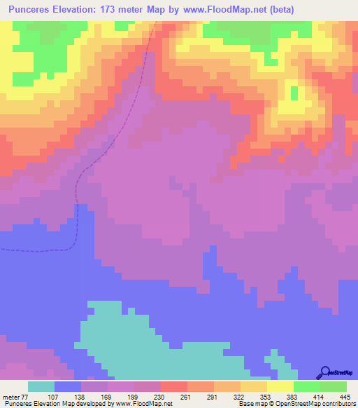 Punceres,Venezuela Elevation Map