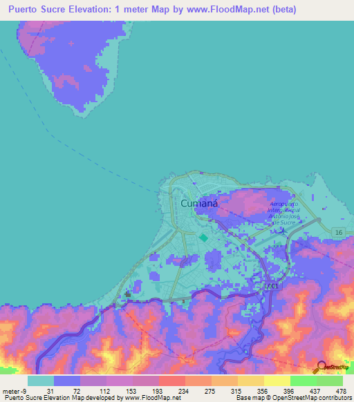Puerto Sucre,Venezuela Elevation Map