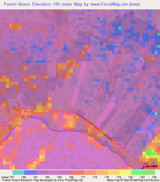 Puerto Nuevo,Venezuela Elevation Map