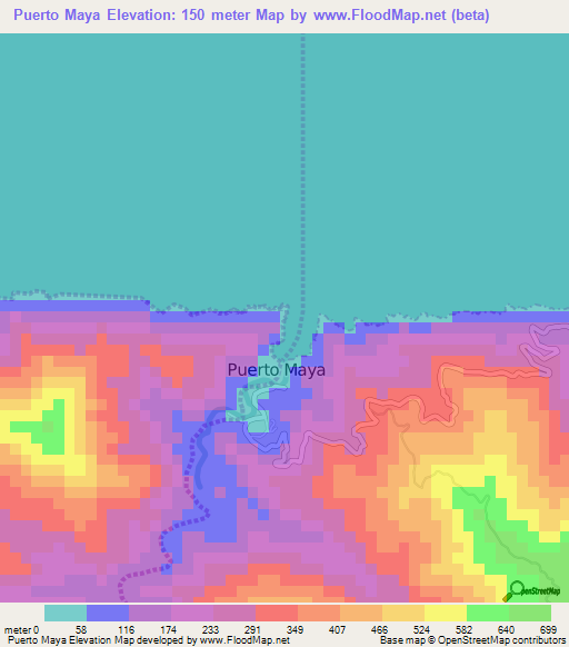 Puerto Maya,Venezuela Elevation Map