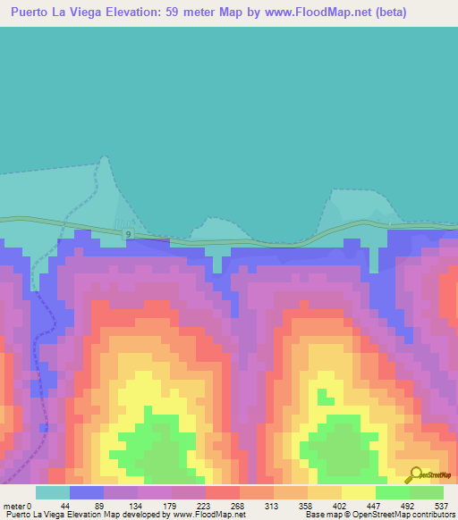Puerto La Viega,Venezuela Elevation Map