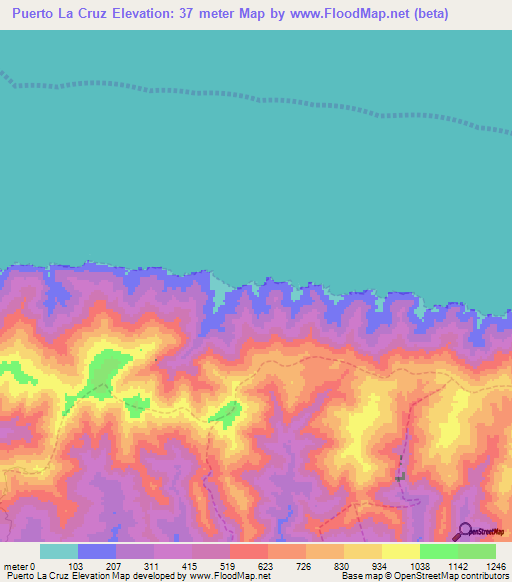 Puerto La Cruz,Venezuela Elevation Map