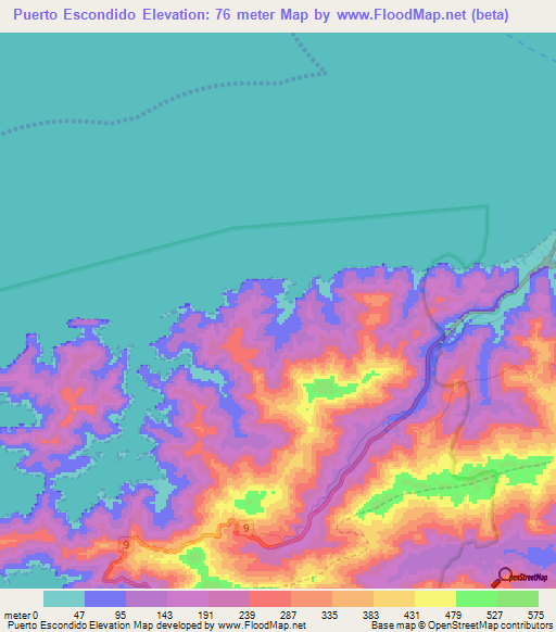 Puerto Escondido,Venezuela Elevation Map