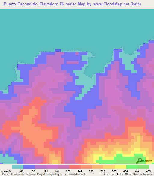 Puerto Escondido,Venezuela Elevation Map