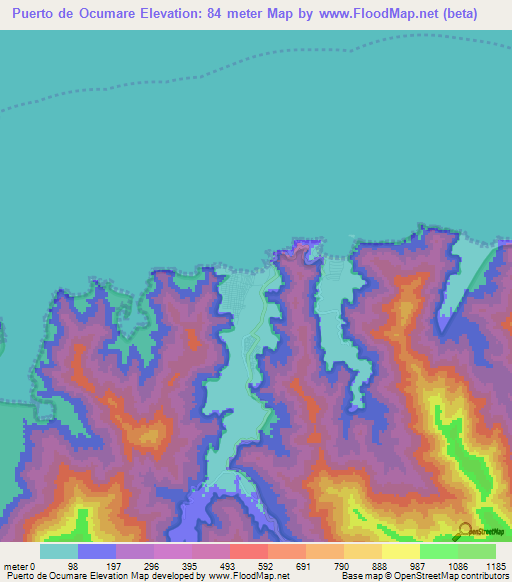 Puerto de Ocumare,Venezuela Elevation Map